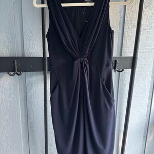 Elegant Navy Blue Sleeveless Dress